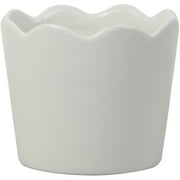 Mainstays Small 4in Diameter Round Scallop White Ceramic Planter