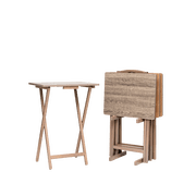 Mainstays 5-Piece Solid Rubberwood Folding TV Tray Set with Storage Rack, Rustic Gray