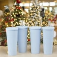 thumbnail image 1 of Mainstays 4pk 26oz DW AS Plastic Soft Touch Textured Tumbler, Blue, 1 of 6