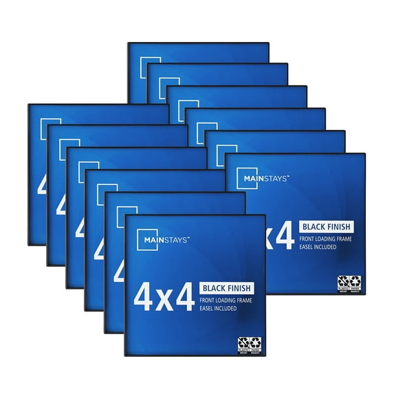 Mainstays 4x4 Front Loading Gallery Wall Picture Frames, Black, Set of 12