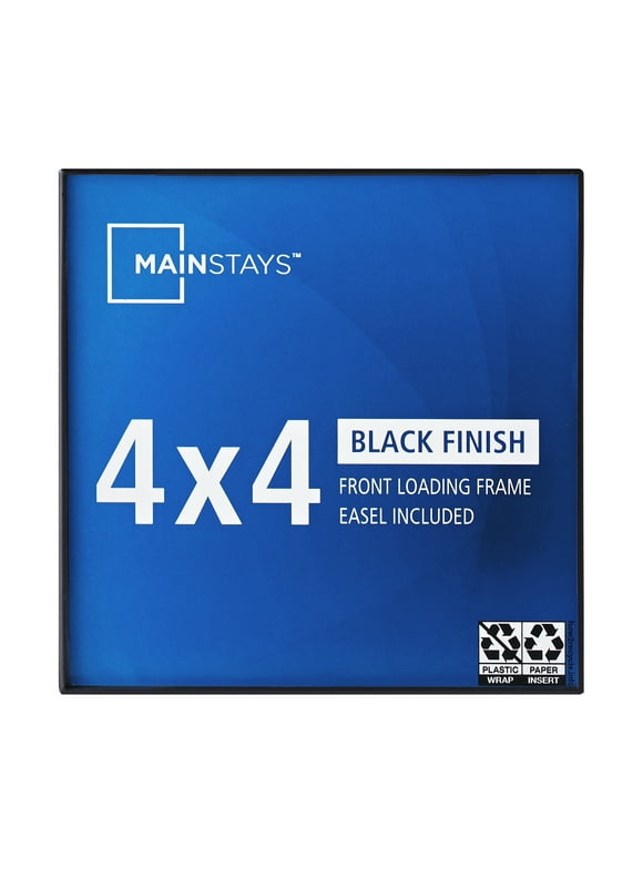 Mainstays 4x4 Front Loading Tabletop Picture Frame, Black