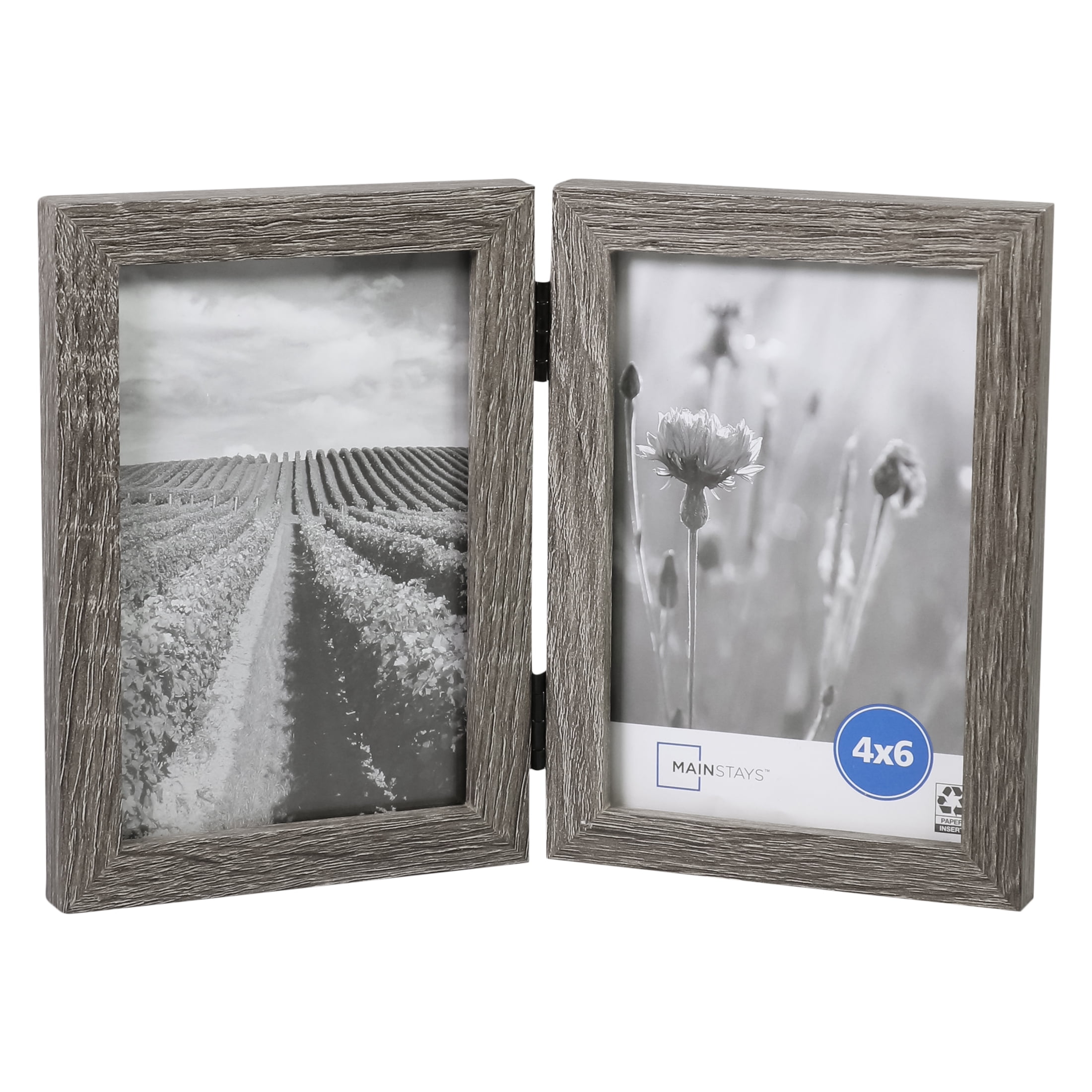 Mainstays 4x6 Grey Wood Decorative Tabletop & Wall Picture Frame