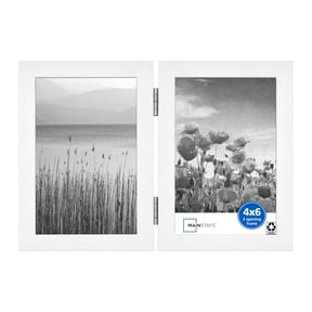 Mainstays – 4x6 Picture Frame – White 2 Photo Hinge Linear Program Tabletop Photo Frame