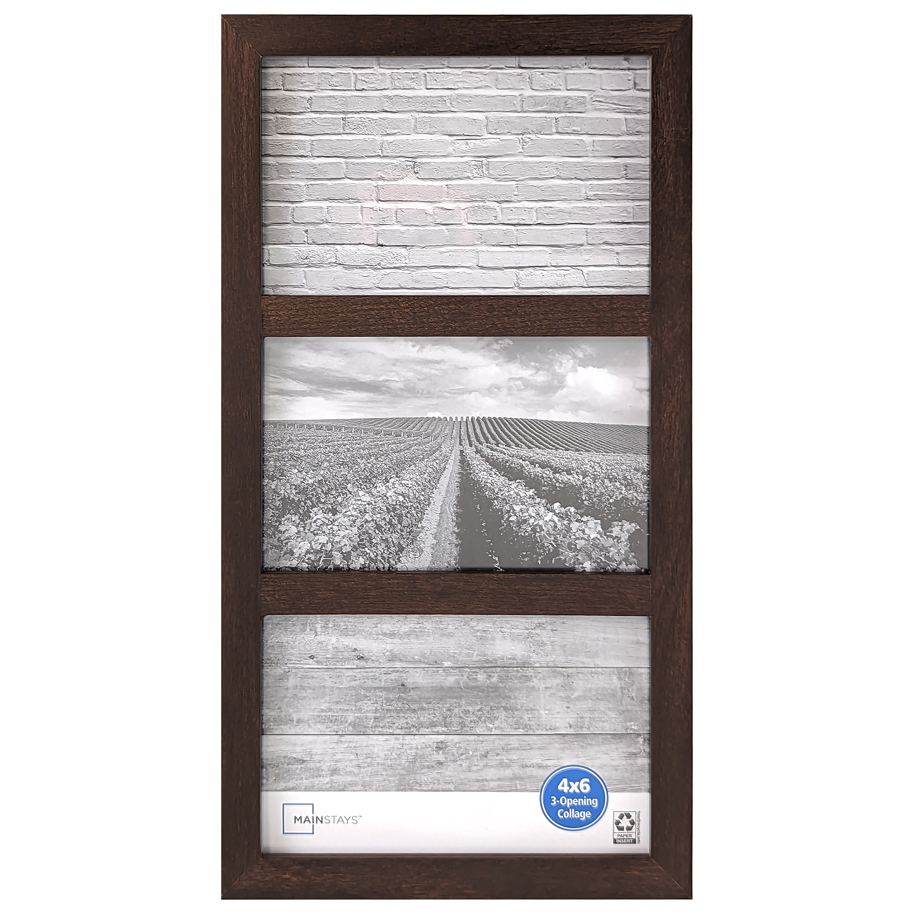 Mainstays 8-Opening Plaque Black Wall Collage Frame (Holds 6-4x6 inch & 2-4x4 inch Photos), Size: 16 x 18.5