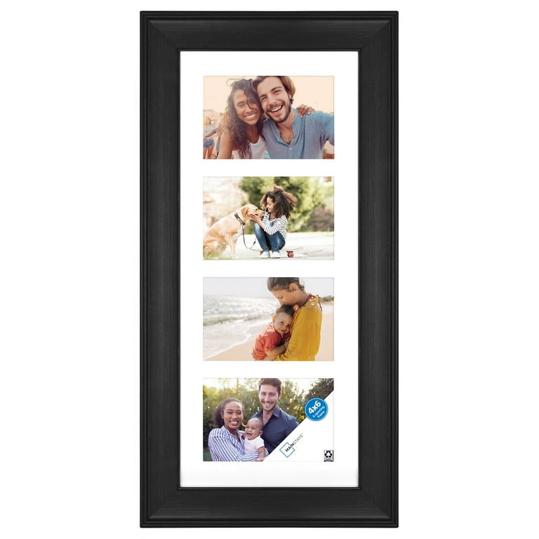 4x6 Picture Frame Set of 6, Matted to 4x6 Photos with Mat or 5x7 Without Mat  for Wall and Tabletop, Black 