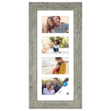 Mainstays 4x6 4-Opening Matted Wall Collage Picture Frame, Rustic Gray