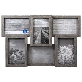 Mainstays 6-Opening Collage Picture Frame for 4 x 6 Photos, Rustic Gray