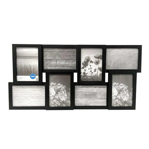 Mainstays 4x6 8-Opening Linear Gallery Collage Picture Frame, Black