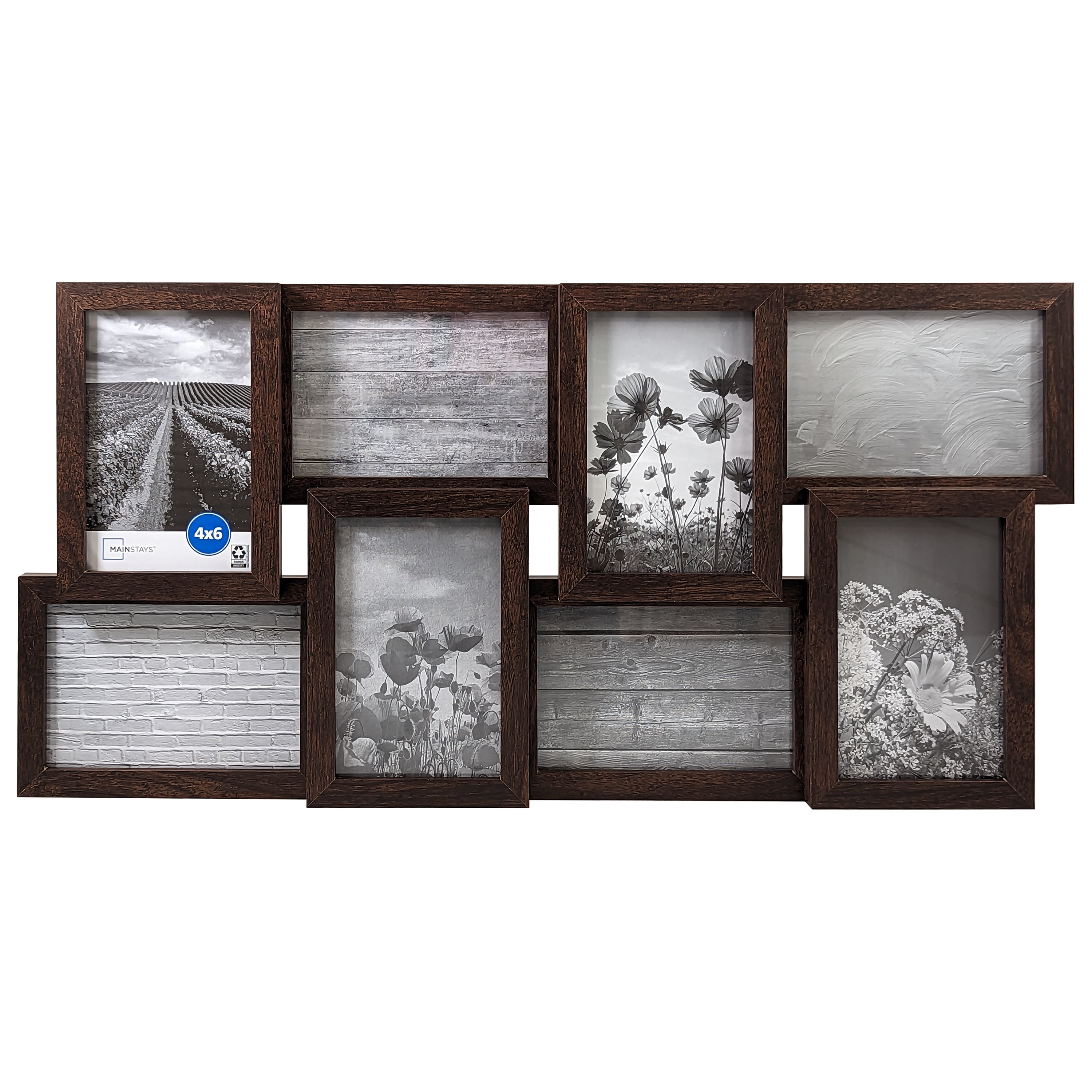 Mainstays 4x6 8 Opening Linear Gallery Collage Picture Frame Brown Walmart