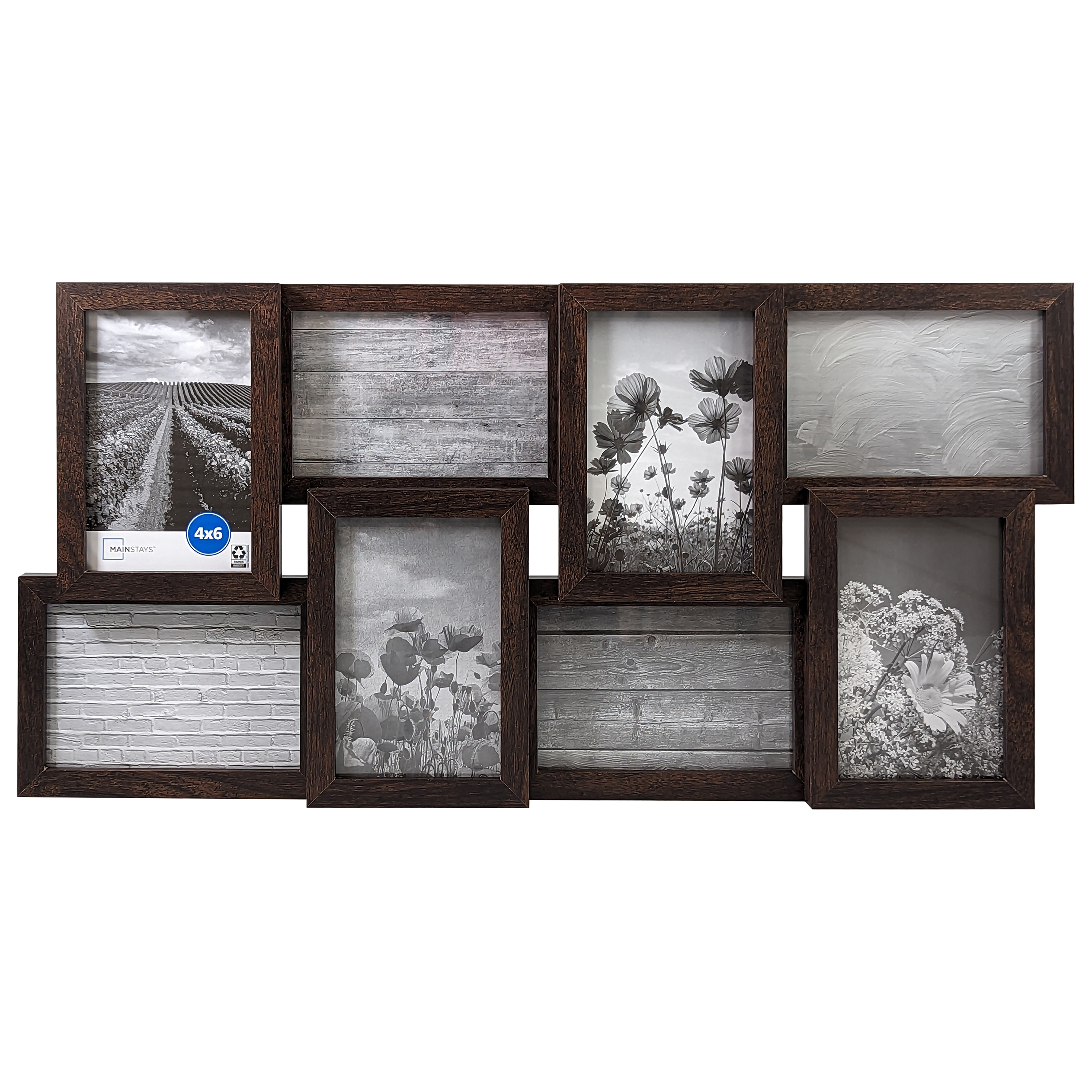 Mainstays 4x6 8Opening Linear Gallery Collage Picture Frame, Brown