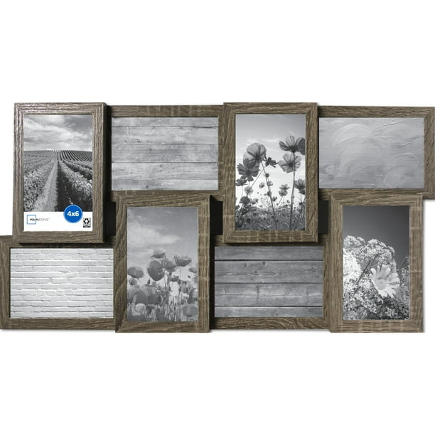 Mainstays 4x6 8Opening Linear Gallery Collage Picture Frame, Rustic