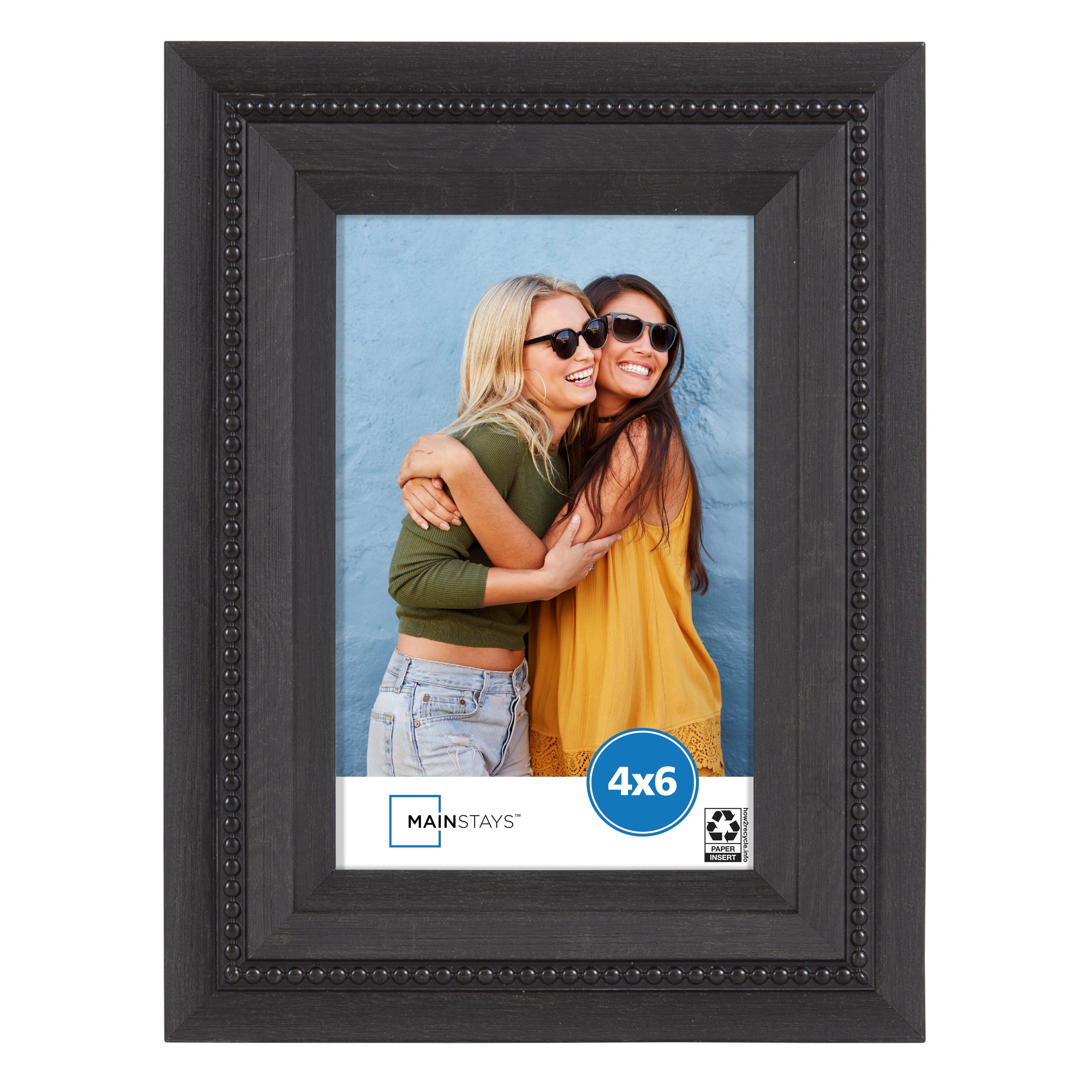 Mainstays 4x6 Beaded Black Tabletop Picture Frame