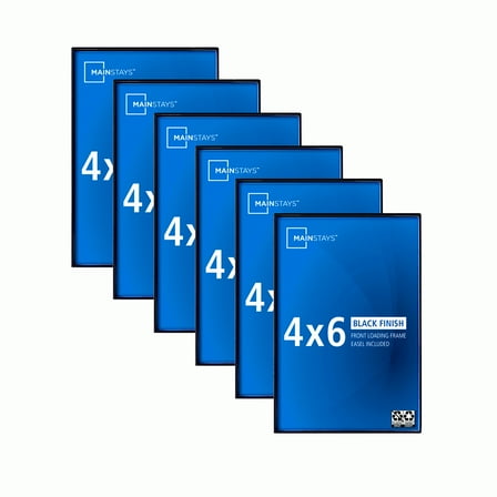 Mainstays – 4x6 Picture Frame – Black Front Loading Wall or Tabletop Photo Frame, Set of 6