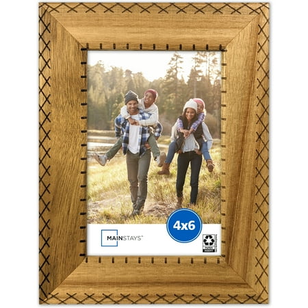 Mainstays 4x6 Etched Wood Photo Frame - Walnut Finish, Tabletop & Wall Display
