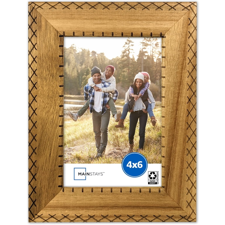 Mainstays 4x6 Etched Wood Photo Frame, Acacia Carved Wall Mount or