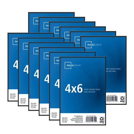 Mainstays 4x6 Front Loading Picture Frame, Black, Set of 12