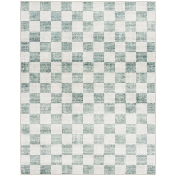 Mainstays 4x6 Green and White Check Faux Fur Indoor Area Rug