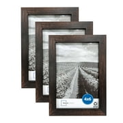 Mainstays 4 x 6 Brown Gallery Picture Frames, Tabletop or Wall Display, Set of 3