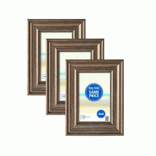 Mainstays 4x6 Metallic Bronze Picture Frames, Set of 3