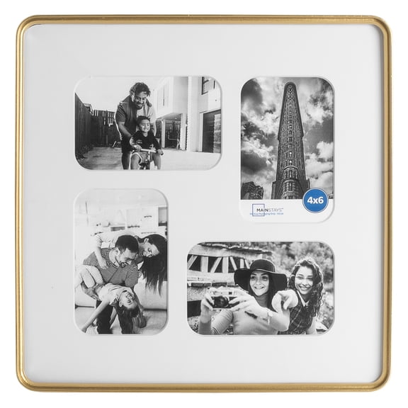 Mainstays – 4x6 Multi Opening Picture Frame – Gold Rounded 4 Opening Collage Photo Frame