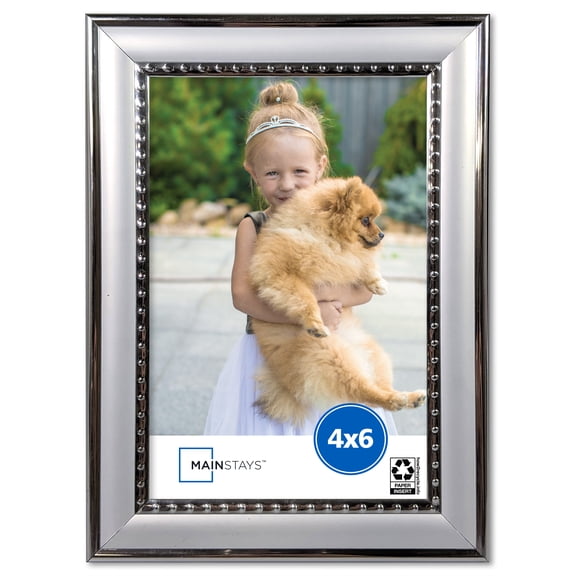 Mainstays 4x6 Silver Beaded Tabletop Photo Frame