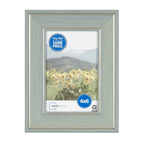 Mainstays 4x6 Sloped Decorative Tabletop Picture Frame, Blue