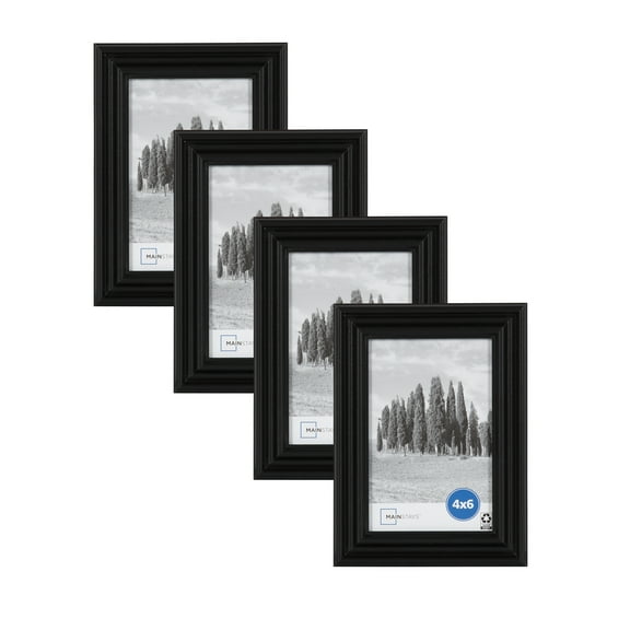 Mainstays 4x6 Traditional Gallery Wall Picture Frame, Black, Set of 4