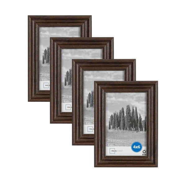 Mainstays 4x6 Traditional Gallery Wall Picture Frame, Brown, Set of 4