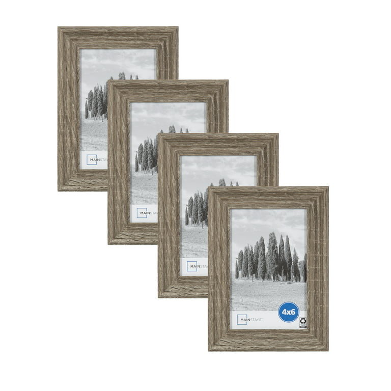Mainstays 4x6 4-Opening Matted Wall Collage Picture Frame, Rustic Gray