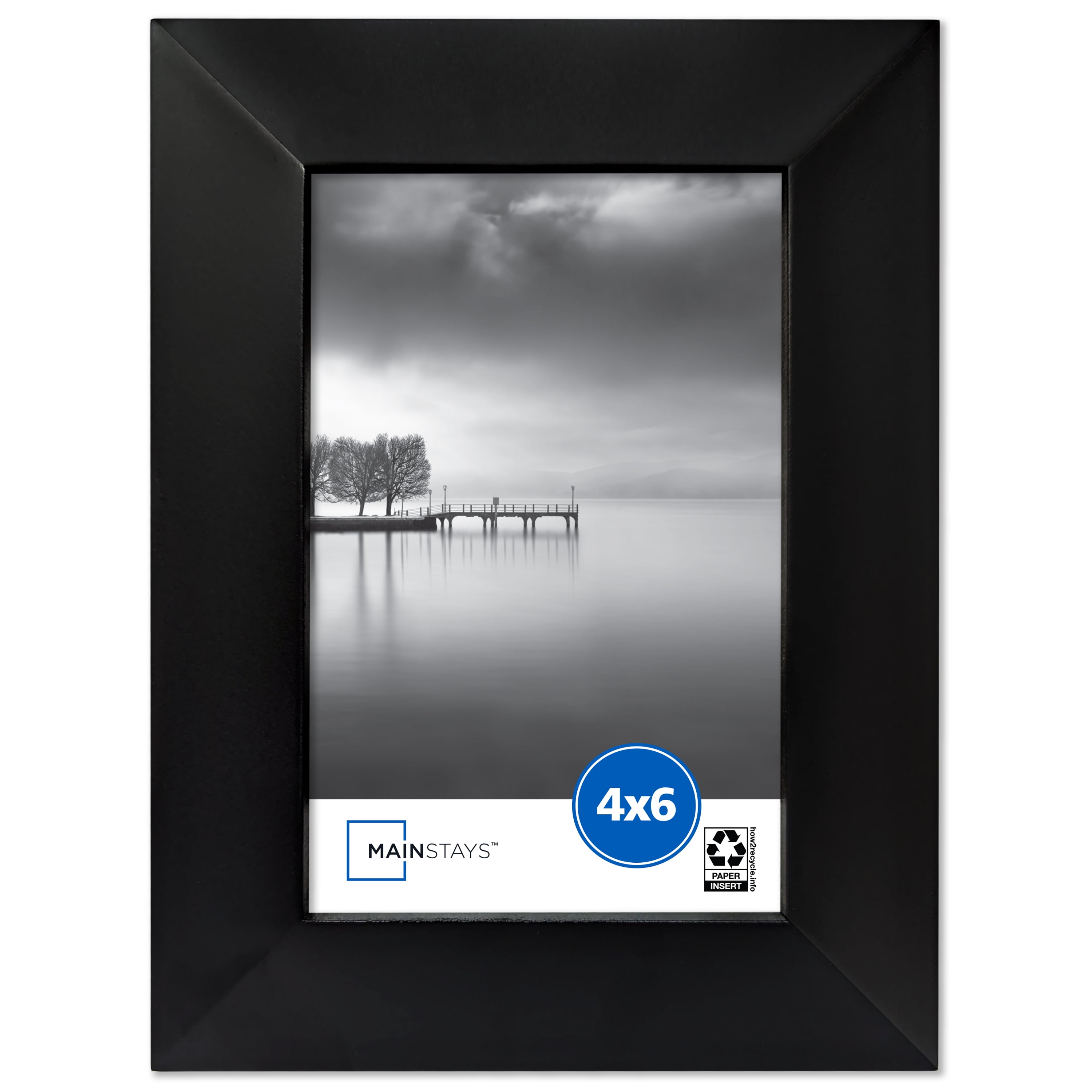 Mainstays 4x6 Wide Beveled Tabletop Picture Frame, Black