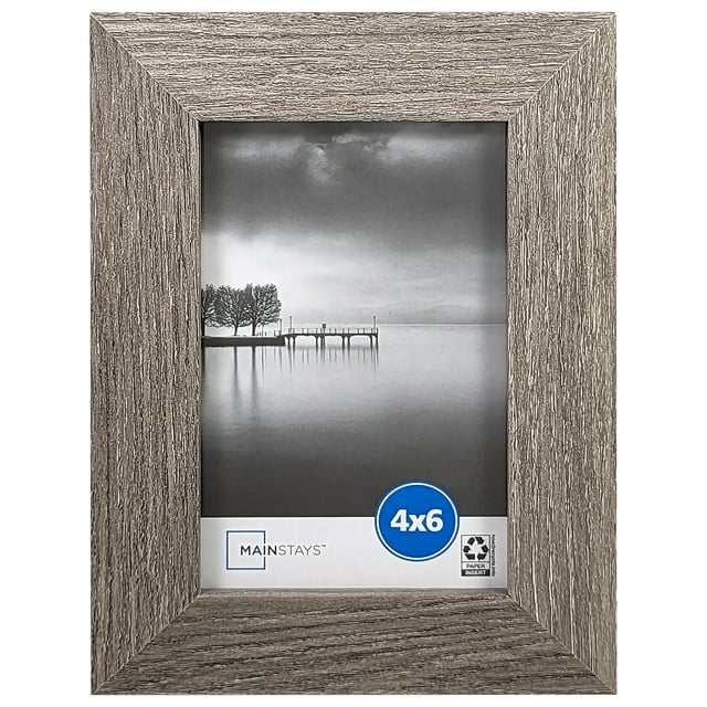 Mainstays 4x6 Wide Beveled Tabletop Picture Frame, Rustic Gray
