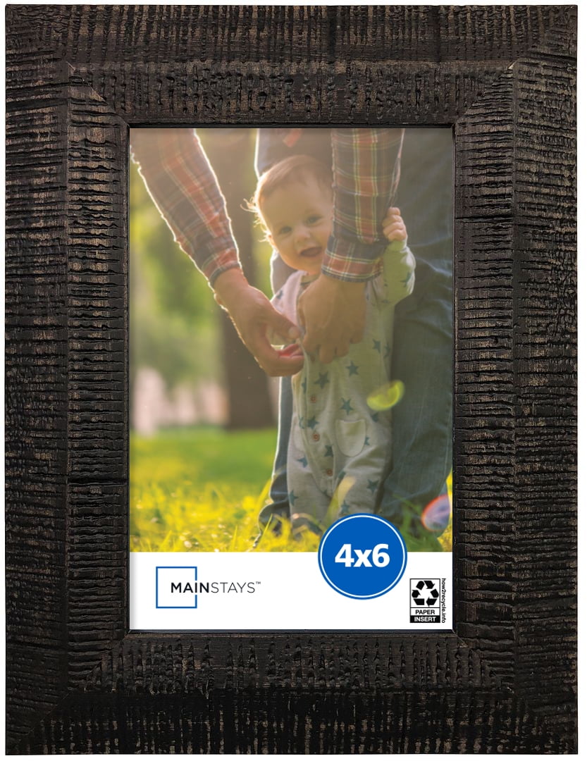 Mainstays 4x6 inch Black Charred Wood Farmhouse Tabletop Photo Frame