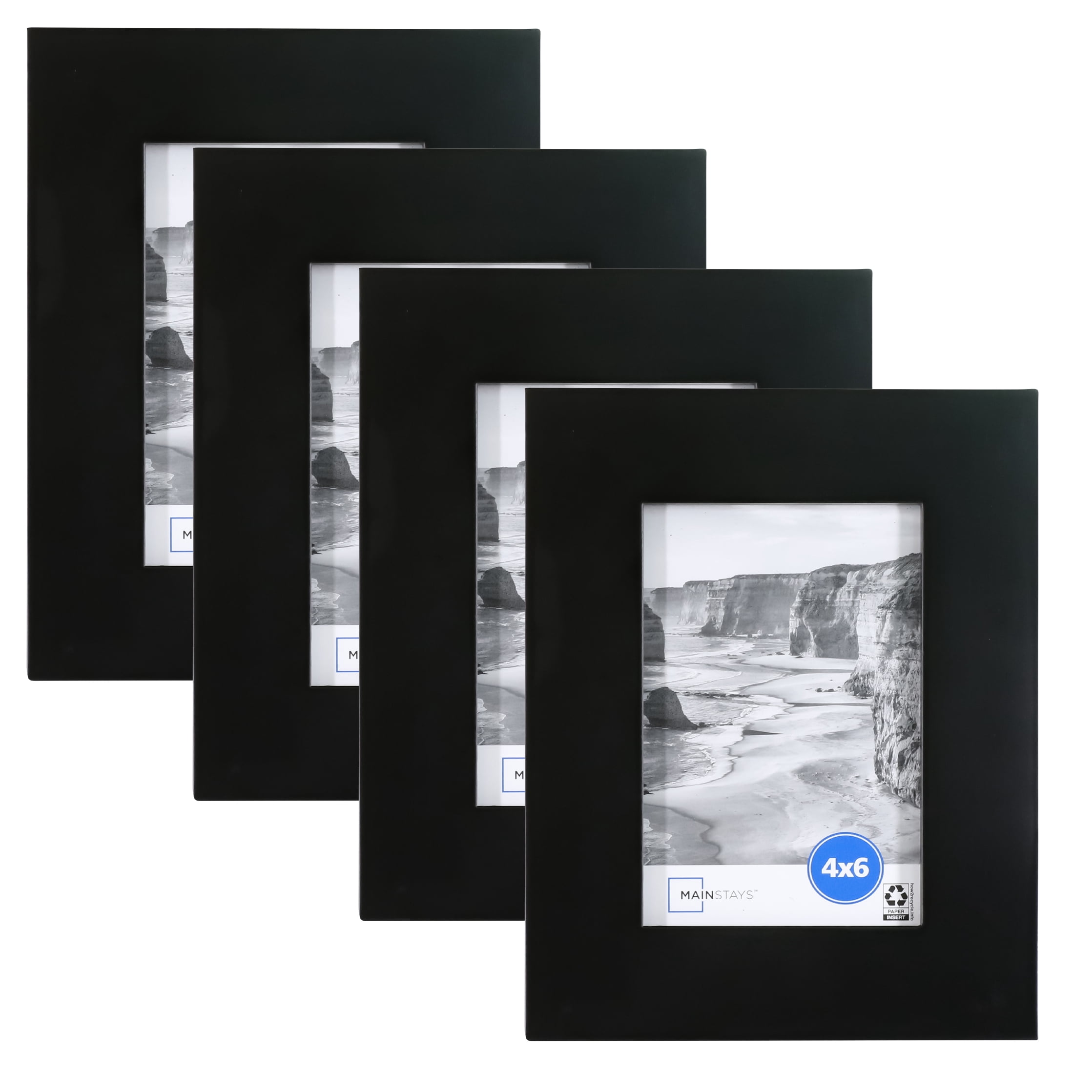 Mainstays 4x6 inch Flat Wide Black 1.5" Gallery Wall Picture Frames - 4 ...