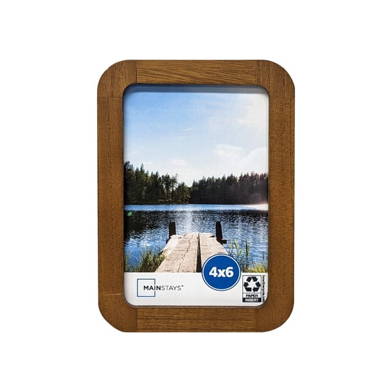 Mainstays 4x6 Inch Wood Picture Frame with Rounded Corners, Walnut ...