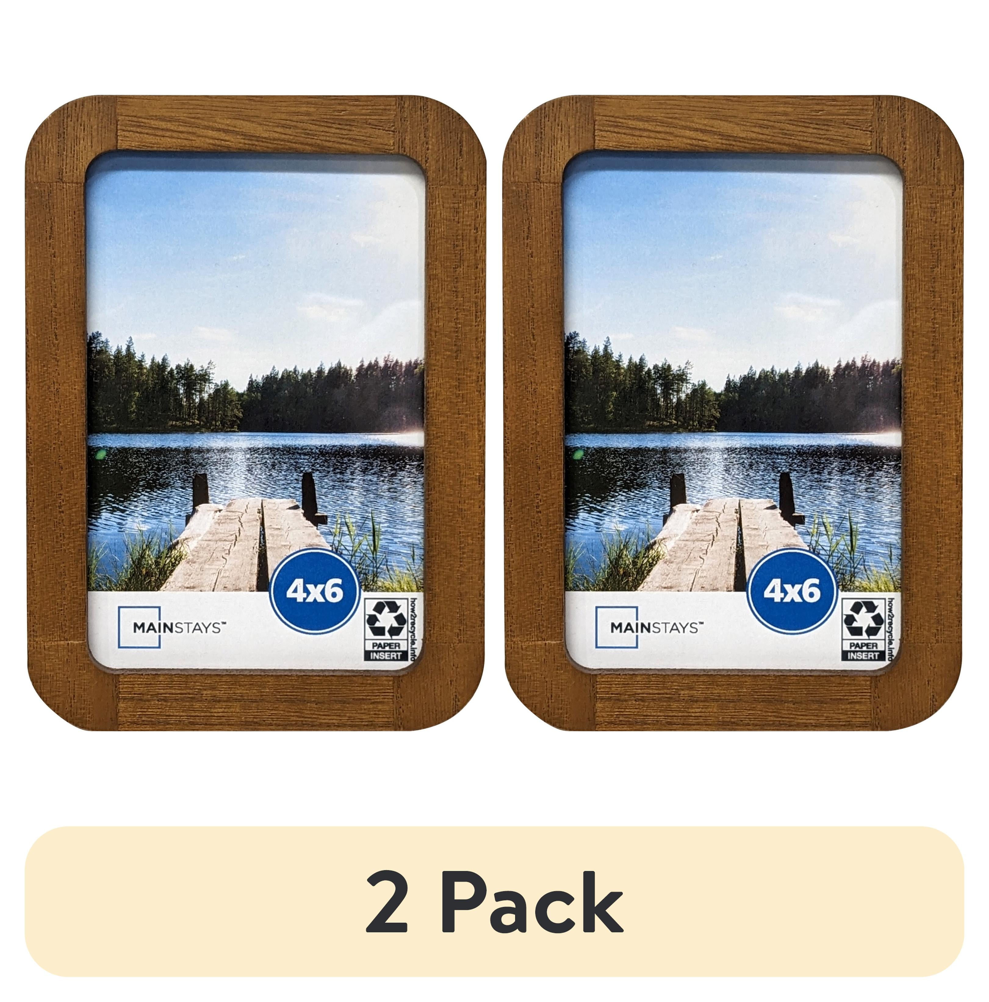 (2 pack) Mainstays 4x6 inch Wood Table Top Picture Frame with Rounded Corners, Walnut - Walmart.com