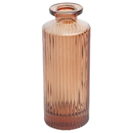 Mainstays Mini Ribbed Translucent Glass Tabletop Indoor Vase, 5.2", Amber