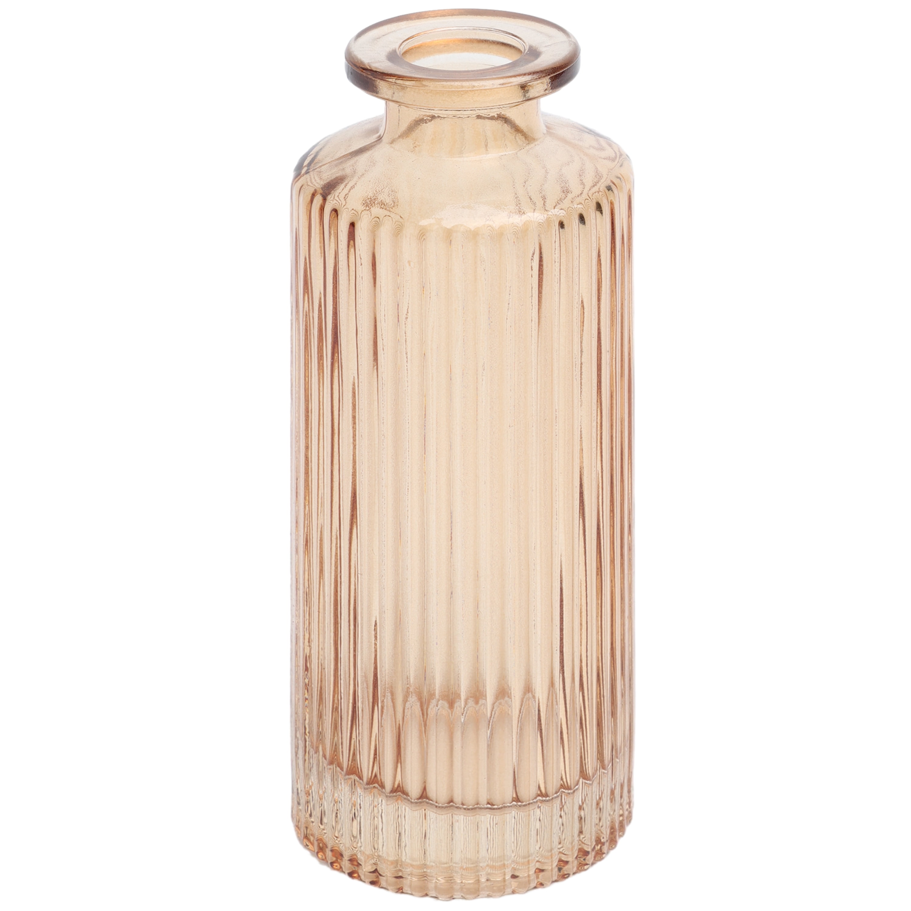 Mainstays Mini Ribbed Translucent Glass Tabletop Indoor Vase, 5.2", Champagne