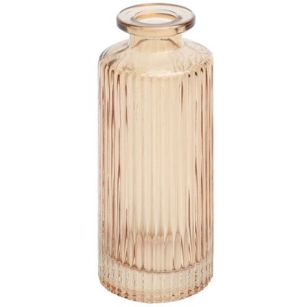 Mainstays Mini Ribbed Translucent Glass Tabletop Indoor Vase, 5.2", Champagne