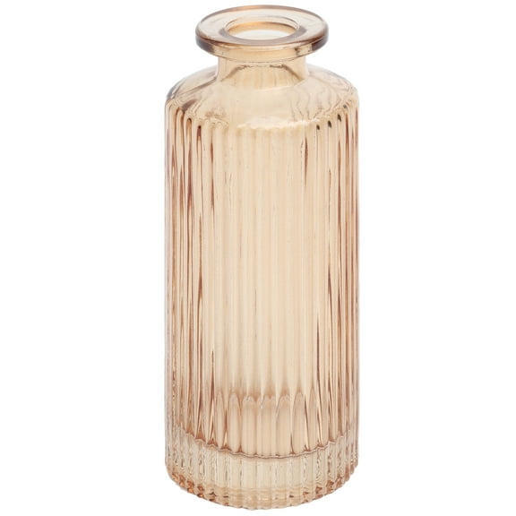 Mainstays Mini Ribbed Translucent Glass Tabletop Indoor Vase, 5.2", Champagne