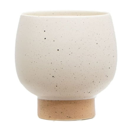 Mainstays 5.5"H Small Indoor Speckle Cream Ceramic Planter with Tan Base