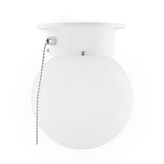 Mainstays 5.9" Classic Flush Mount Ceiling Light, White Finish Frosted Glass Shade, Bulb Not Included