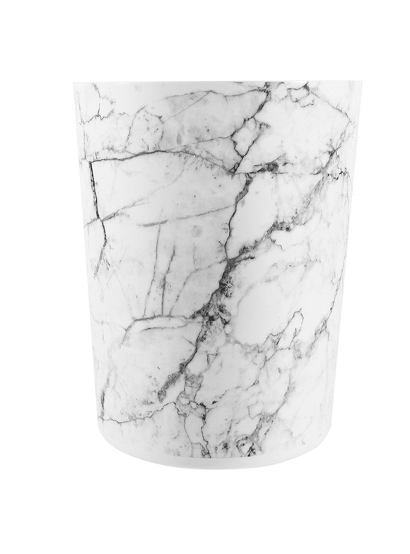 Mainstays 5 Gallon Trash Can, Plastic Office Trash Can, White Marble