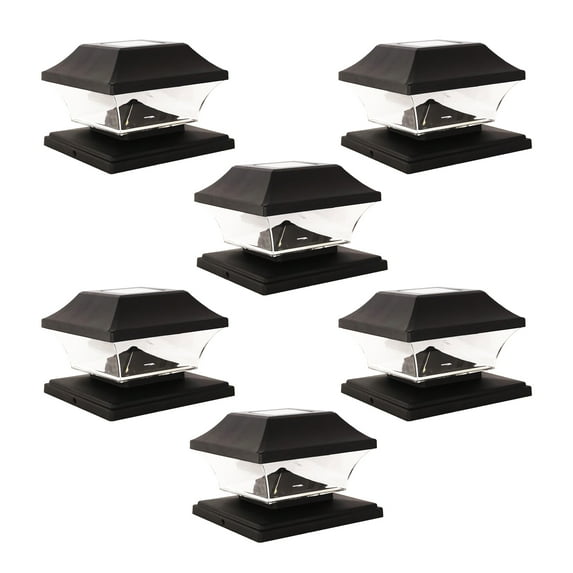 Mainstays 5 Lumen Solar LED Deck Post Cap Light Black, 6-Pack