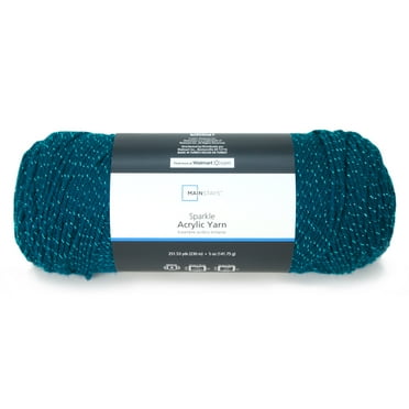 Mainstays 5 Oz Sparkle Acyrilic Yarn, 98% Acyrilic 2% Metallic, Teal