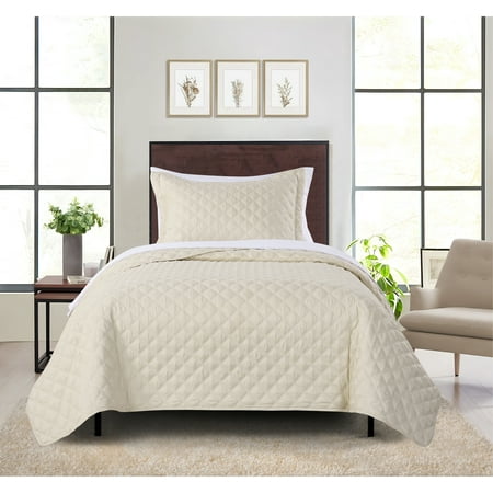 Mainstays All in One Lightweight Quilt Set and Sheet Set -5 Piece, Twin/Twin-XL, Beige