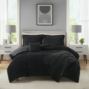 Mainstays Full/Queen 5-Piece All-Season Comforter Set, Black Cozy Plush