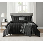 Mainstays 5-Piece Black Damask Stripe Comforter Set, Full/Queen