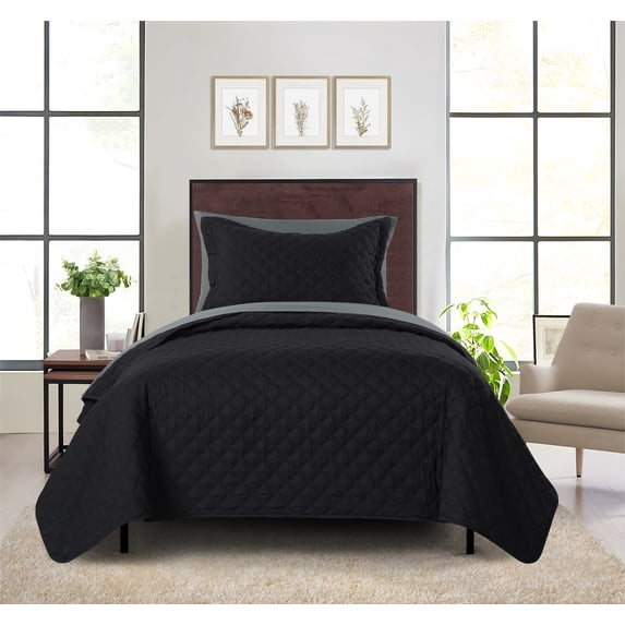Mainstays All in One Lightweight Quilt Set and Sheet Set -5 Piece, Twin/Twin-XL, Black