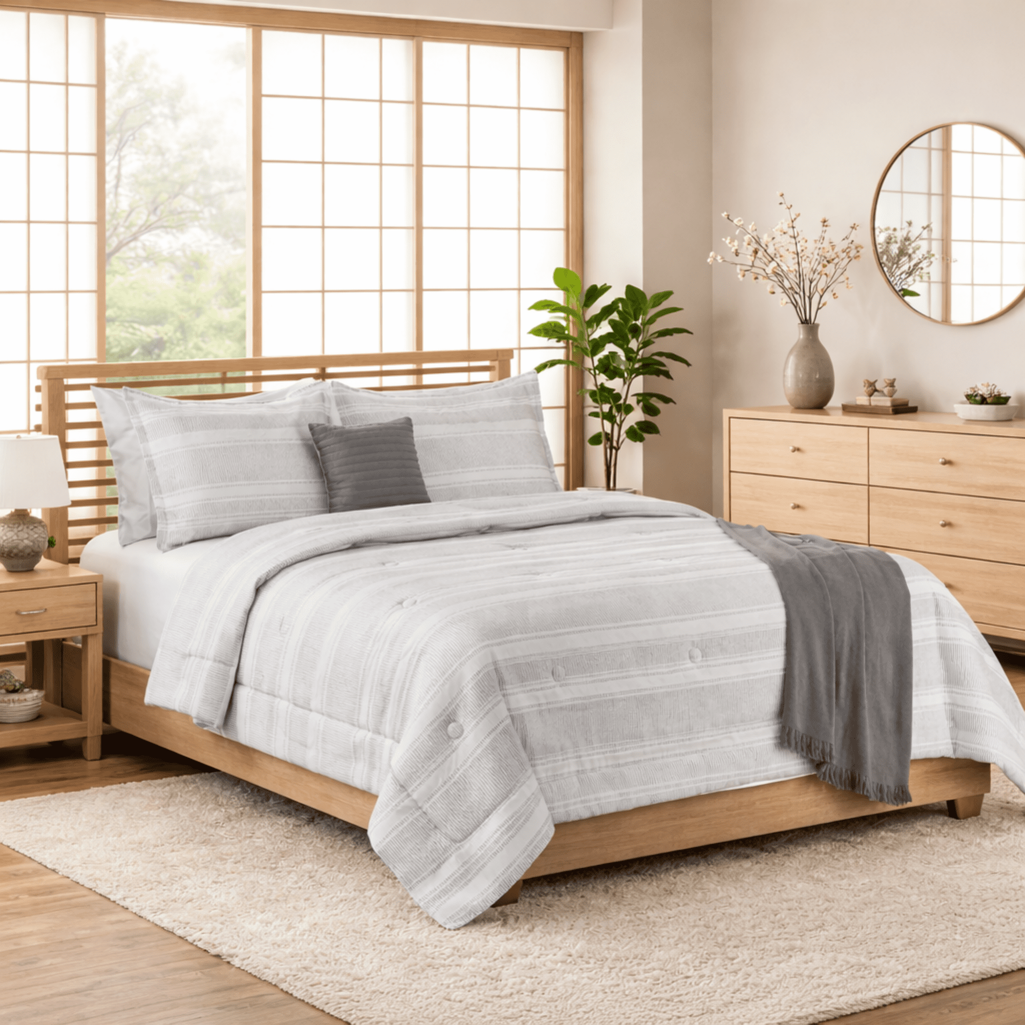 Mainstays 5-Piece Vanilla Dream Medallion Comforter Set, Full
