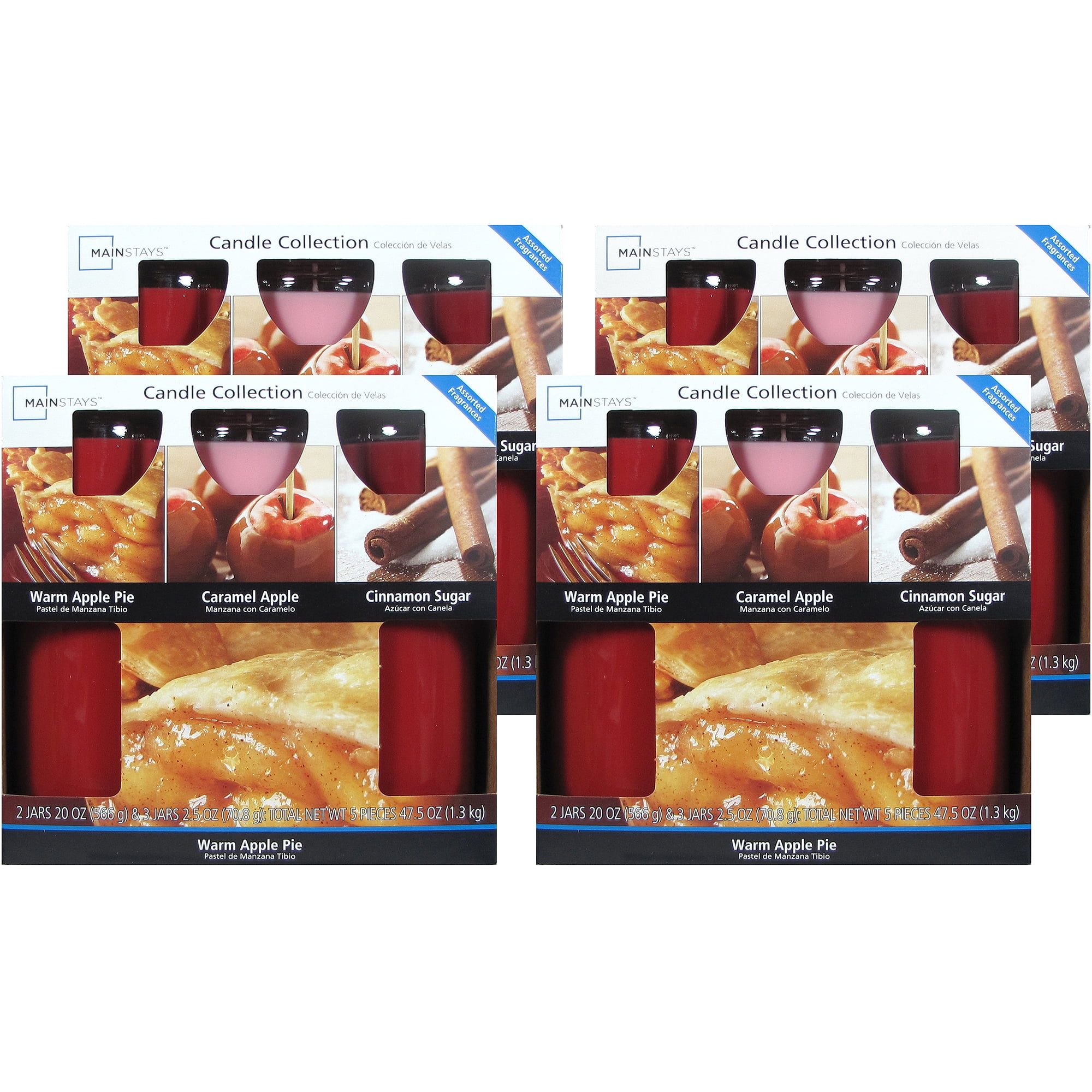 Mainstays 5Piece Candle Collection, Warm Apple Pie, 4Pack